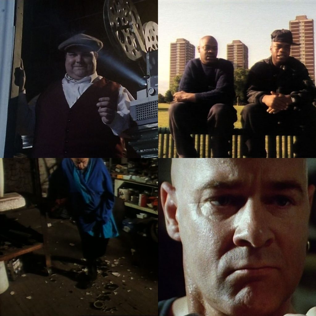 Stills from four Arena films, clockwise from left: Kenneth Anger’s Hollywood Babylon (1991), Pirates (1993), Louise Bourgeois (1994), The Ring – A South London Tale (1994).