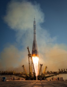 The Soyuz TMA-11M rocket is launched with Expedition 38 Soyuz Commander Mikhail Tyurin of Roscosmos, Flight Engineer Rick Mastracchio of NASA and Flight Engineer Koichi Wakata of the Japan Aerospace Exploration Agency onboard, Thursday, Nov. 7, 2013, at the Baikonur Cosmodrome in Kazakhstan. Tyurin, Mastracchio, and, Wakata will spend the next six months aboard the International Space Station. Photo Credit: (NASA/Bill Ingalls)
