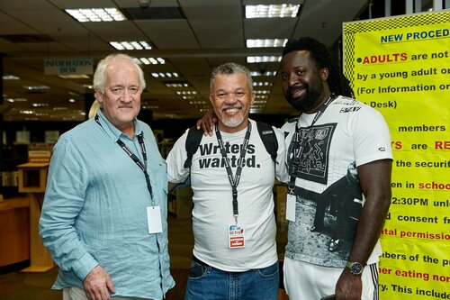 Anthony Wall with Geoffrey Philp and Marlon James at Bocas Literary Festival