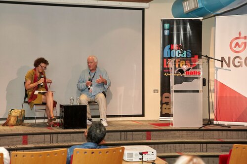 Lucy Hannah and Anthony Wall at Bocas Literary Festival